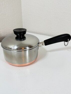 Vintage Revere Ware 3/4 QT -85 Sauce Pan 1801 Copper Bottom Clinton IL USA w/Lid